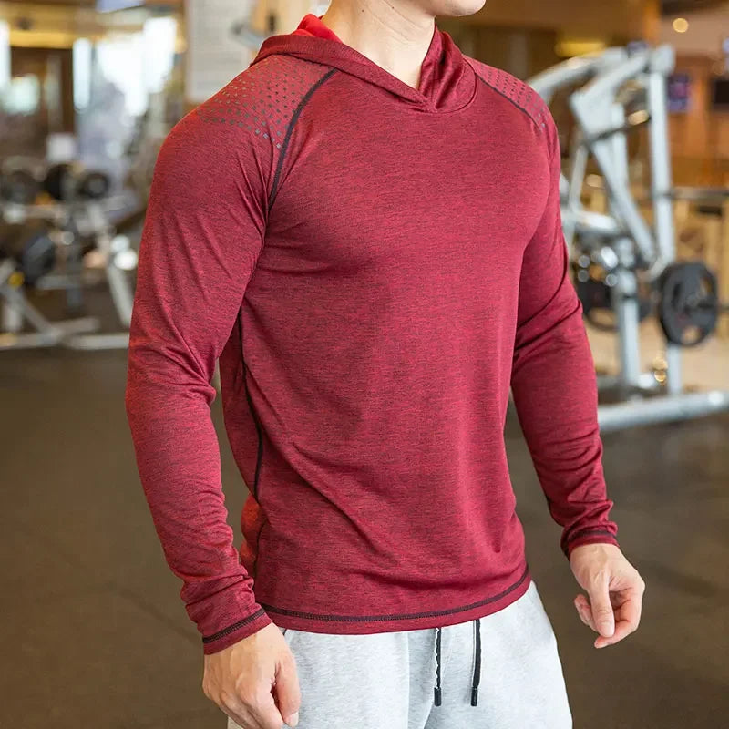 Autumn Men’s Slim Quick-Dry Gym Hoodie Tee