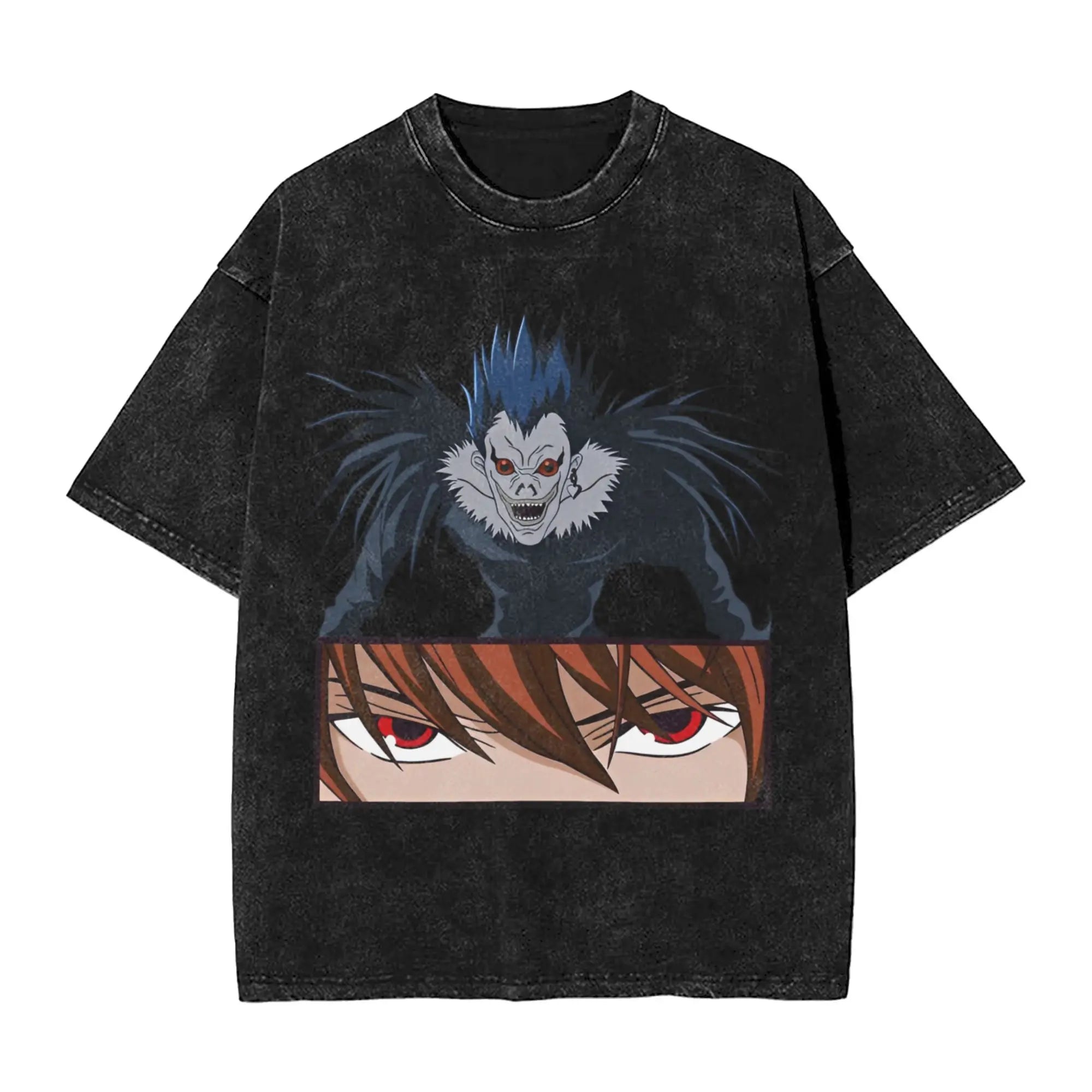 Washed Death Note Horror Tee – Streetwear Summer Shirt
