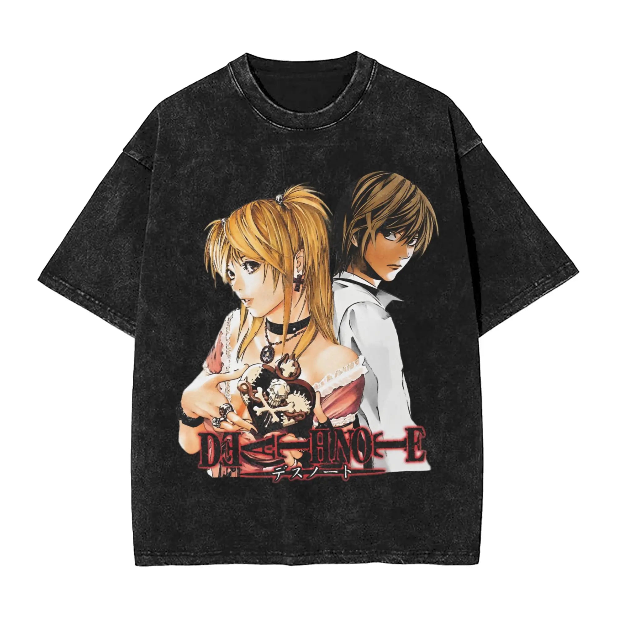 Washed Death Note Horror Tee – Streetwear Summer Shirt
