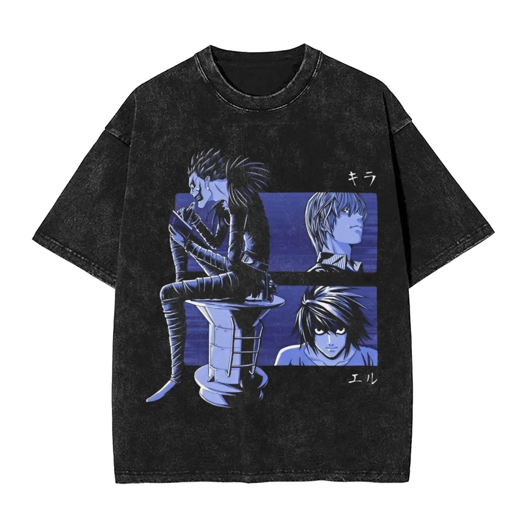 Washed Death Note Horror Tee – Streetwear Summer Shirt