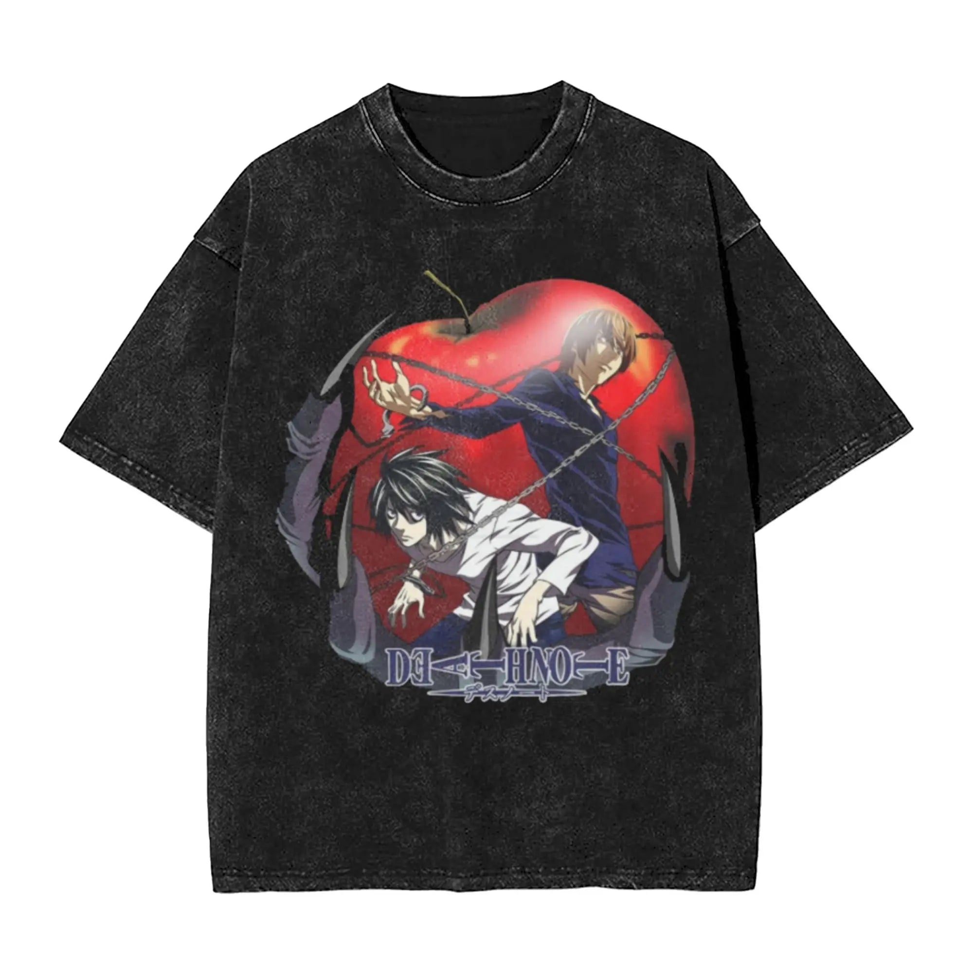 Washed Death Note Horror Tee – Streetwear Summer Shirt