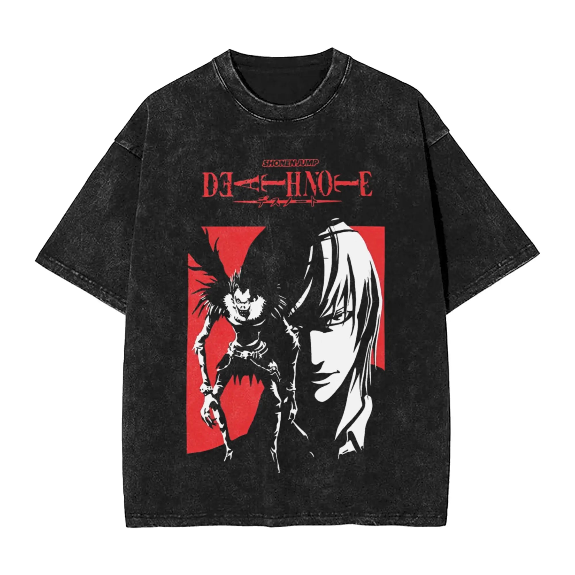 Washed Death Note Horror Tee – Streetwear Summer Shirt
