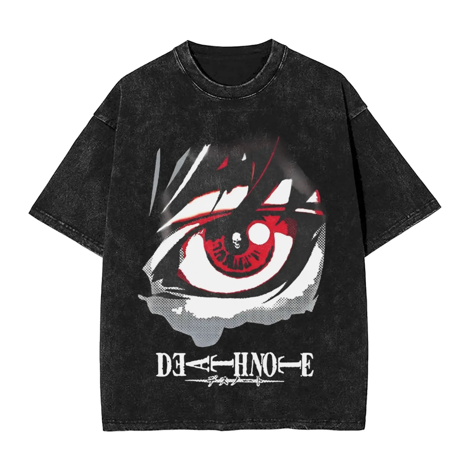 Washed Death Note Horror Tee – Streetwear Summer Shirt