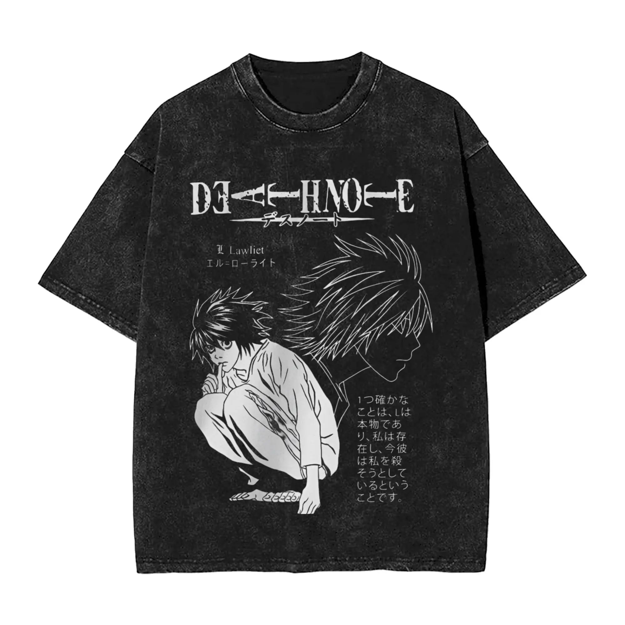 Washed Death Note Horror Tee – Streetwear Summer Shirt