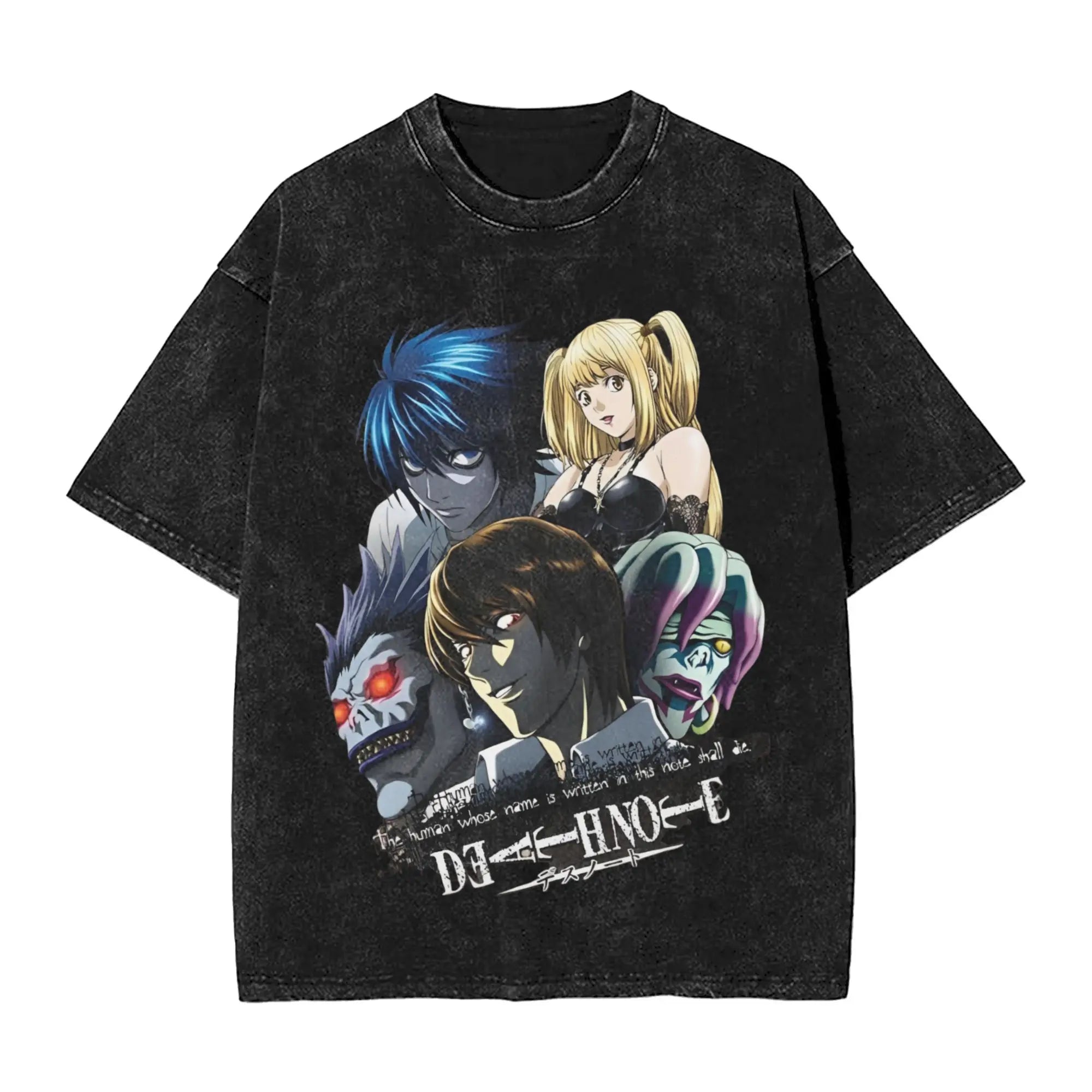 Washed Death Note Horror Tee – Streetwear Summer Shirt