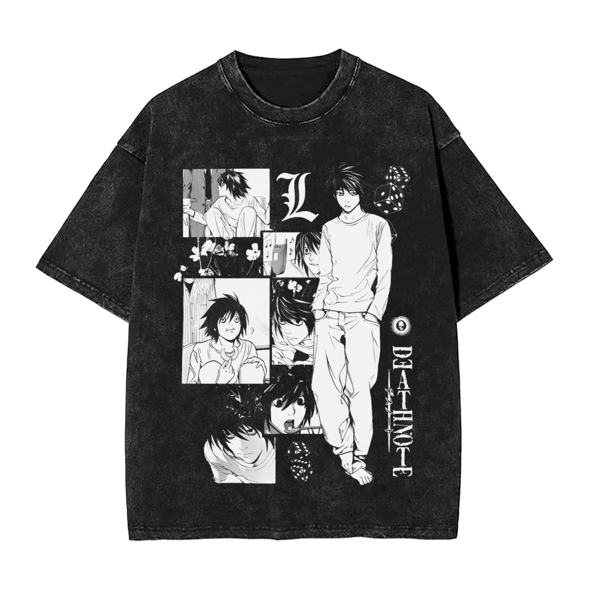 Washed Death Note Horror Tee – Streetwear Summer Shirt