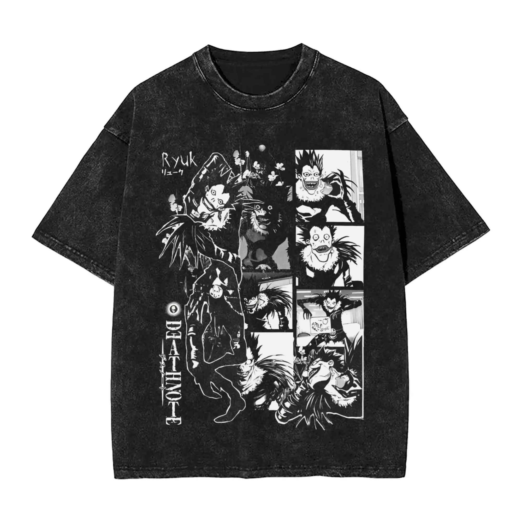 Washed Death Note Horror Tee – Streetwear Summer Shirt